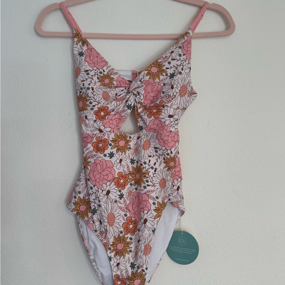 Caden Lane Boho-Floral One-Piece Swimsuit